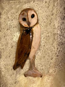 Ceramic owl, relief sculpture