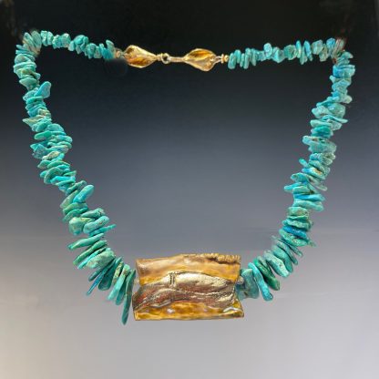 Reversible Porcelain necklace with turquoise, side-b