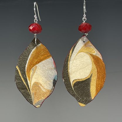 Reversible marbled birch earrings, side b