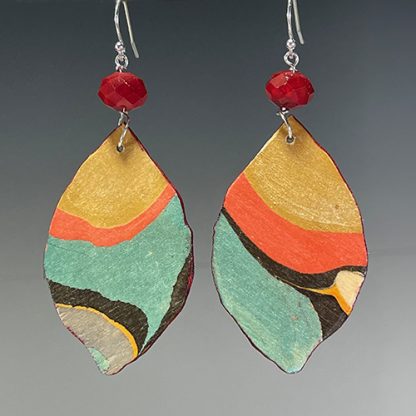 Reversible marbled birch earrings, side a